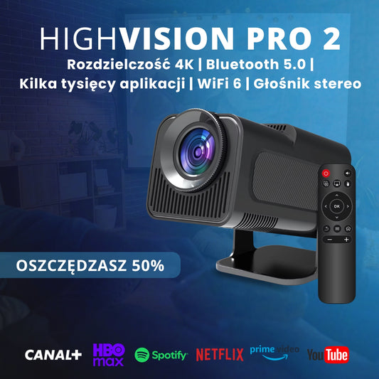 HighVision Pro 2 - projektor 200" 4K | Android 11 | Menu PL | WiFi 6 | Bluetooth 5.0